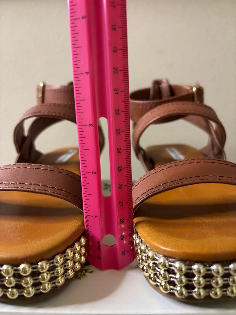 Chelsea & Violet Chestnut Brown Beaded Platform Sandals